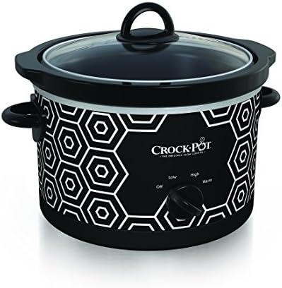 Crock-Pot 4.5 Quart Portable Slow Cooker – Black & White B11A