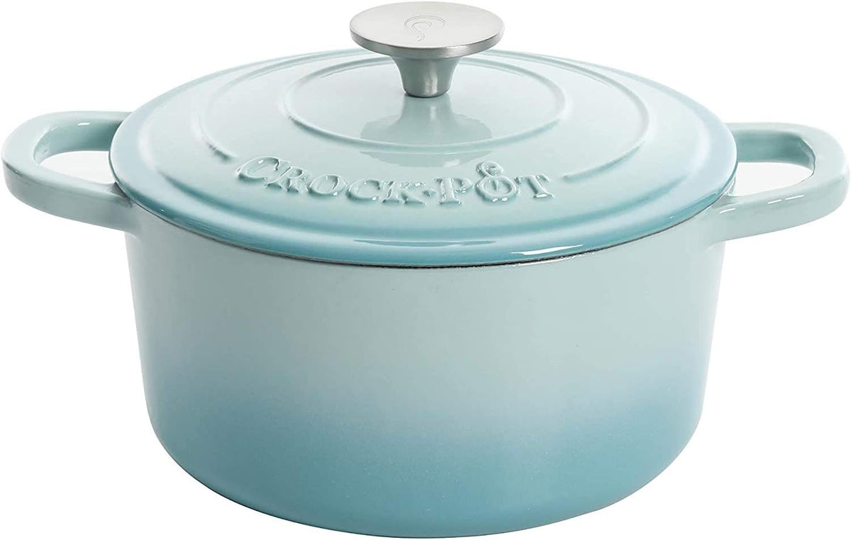Crock-Pot 3 Quart Enameled Cast Iron Dutch Oven – Aqua B02W