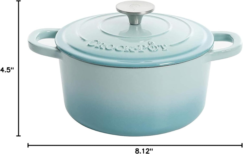 Crock-Pot 3 Quart Enameled Cast Iron Dutch Oven – Aqua B02W